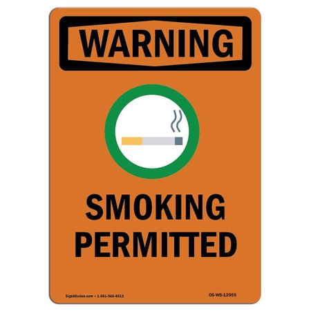SIGNMISSION OSHA WARNING Sign, Delaware Smoking W/ Symbol, 7in X 5in Decal, 5" W, 7" L, Portrait OS-WS-D-57-V-12955